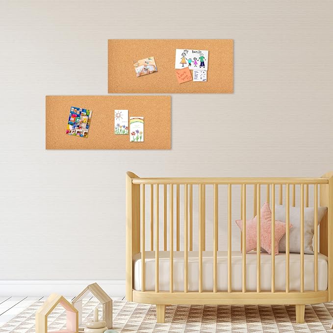 17x8 Cork Board Tiles Bulletin Board, 1/2" Thick Self-Adhesive Cork Boards for Walls, Cork Tiles Vision Board for Home, Office, School, Bulletin Board Decorations(12mm,8pc)
