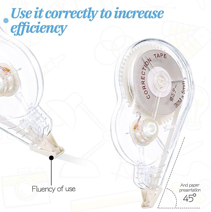 100 Ft Long Correction Tape, Tear-Resistant White Correction Tape Smooth Glide Quick Dry Correct Tapes for School Office Supplies, Crafting, Note Taking, Journal (2 Pieces)