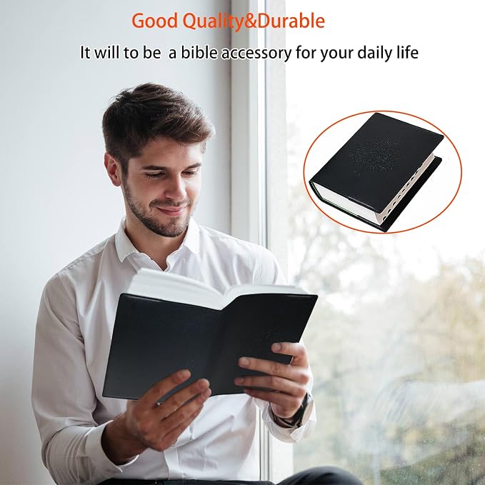 Bible Cover Case for Women and Men, Leather Bible Bag Suitable for 7.2"x10.2"x1.5" Standard Size Bible Protective Classic(Black,Large,7.2"x10.2"x1.5")
