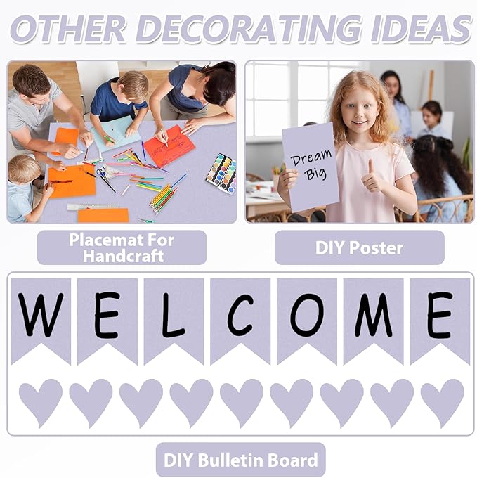 Light Purple Bulletin Board Paper Roll Lavender Bulletin Board Background Paper Back to School Classroom Decoration Poster for Art Craft DIY Projects Home Office Classroom Party Supplies 17.7in x 20ft