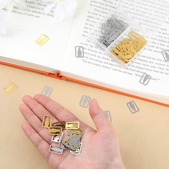 100Pcs Metal Book Darts Bookmarks Page Nibs Thin Book Markers Stainless Steel Bookmark Clips for Reading Students Teacher Books Lovers Readers Women Men (Silver and Gold)