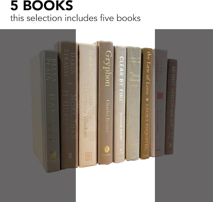 Decorative Accent for Home Decor – Real Books by Color® Interior Styling Piece for Bookshelf, Coffee Table, Design Display (Set of 5, Neutral)