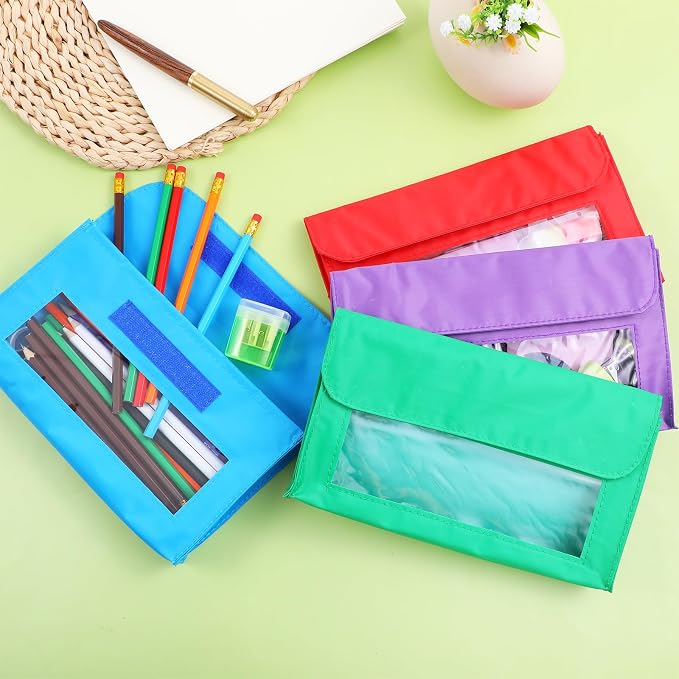 4 Pieces Magnetic Storage Pockets, Whiteboard Accessory Case for Whiteboard or Fridge Magnet Storage Organizer, 4 Colors Pen Cup Storage Bag for Home Office School Supply Storage