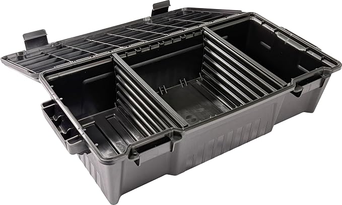 MTM TUGC Truck Underseat Gear Crate, Storage Box, Heavy-Duty Pickup Truck Organizer for Tools, Tactical Gear, Hunting, Camping & Emergency Supplies, 25.5"x12.5"x6.75", USA Made, Black