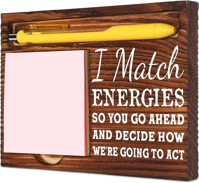 I Match Energies Positive Gifts for Women Men, Inspirational Motivational Gifts for Employees Team Best Friend Coworker Boss, School Counselor Gifts, Desk Retro Note Pad Holder VN341