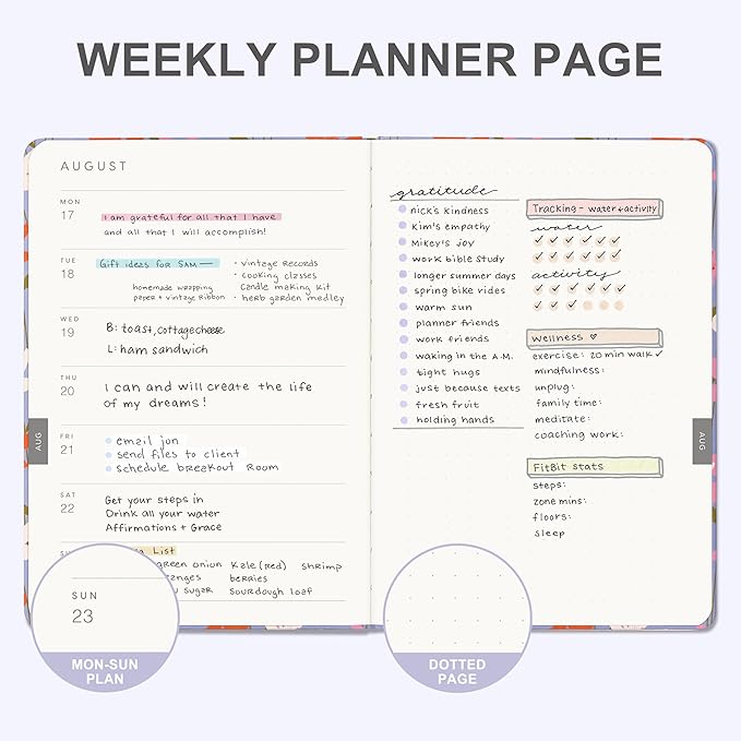 And Per Se 2026 Planner, 15 Months Hardcover Daily, Weekly & Monthly Planner, A5 size, 100GSM Thick Paper, Back Pocket, 5.7" x 8"(Blossom Purple)
