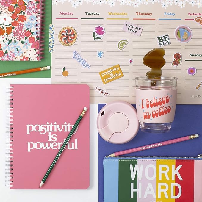 ban.do Weekly Planner Notepad, Desk Planner/Calendar Pad with 52 Sheets, Undated Weekly Desktop Calendar/Agenda (Pink/Green)