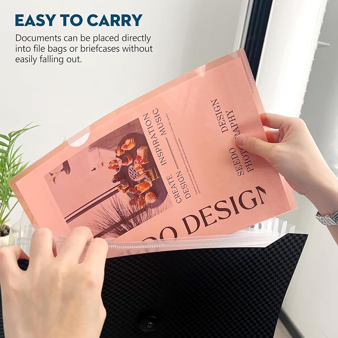 Clear Plastic Folder Sleeves – 12-Pack Letter Size Poly Project Folders, Assorted Colors, Acid-Free, Water-Resistant File Jackets