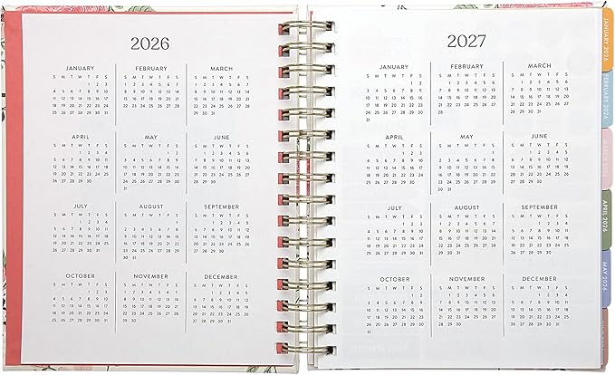 WORLD TRAVELER 2026 Planner Weekly and Monthly - 7'' x 8.75'' Hard Cover January December Spiral Daily Planner 2026 To Do List, Size 7X8.75, Multi/Floral