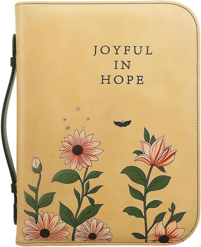 Bible Cover for Woman, Bible Carrying Book Case, Protective Bible Organizer Holder Bag with Handle and Zippered Pocket, Christian Gift for Lady Girls (Sunflower Floral, XL)