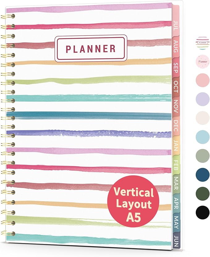 Teacher Planner 2026-2027, Forvencer Academic Planner 2026-2027, Jul 2026 - Jun 2027, 6.3" x 8.5", Weekly & Monthly Planning Book with 7 Periods, Agenda for Teacher Student, A5, Color Stripes