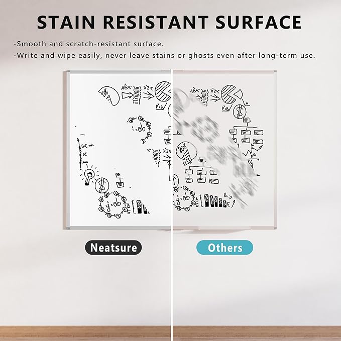 Magnetic White Board Dry Erase Board for Wall, 48" x 36" (4' X 3') Wall-Mounted Large Whiteboard for School, Classroom, Office & Home