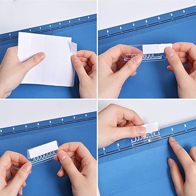 100 Sets Colored File Folder Tabs Hanging File Folder Tabs with Inserts, Easy to Read Hanging File Inserts for Quick Organize and Distinguish Hanging Files