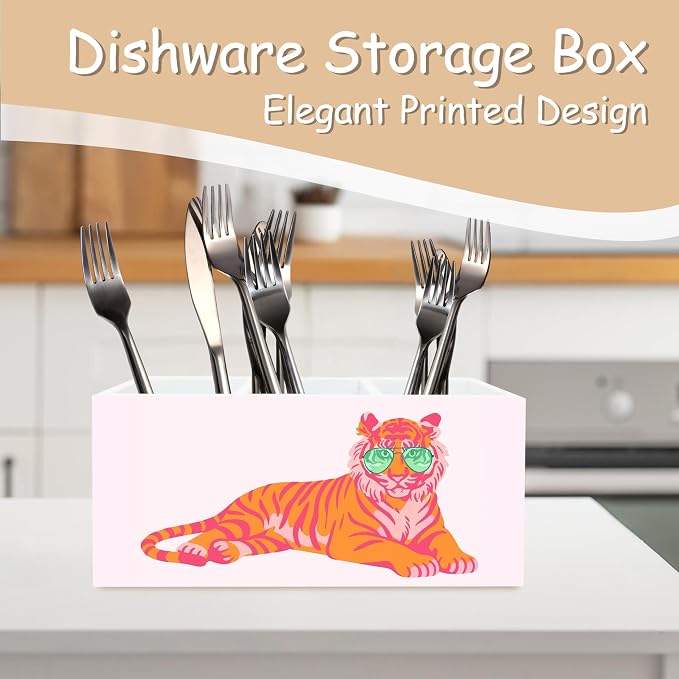 Pink Cute Tiger Pen Pencil Holder Organizer for Classroom Desk, Pink Tiger Girly Office Room Home Decor, Tigers Gifts for Women, Preppy Tigers Kids Desk Accessories