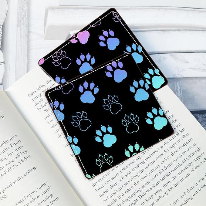 2 Pack Dog Paw Leather Book Corner Bookmark, Durable Handmade Reading Accessories - Gifts for Readers, Women, Men, Teachers, Students