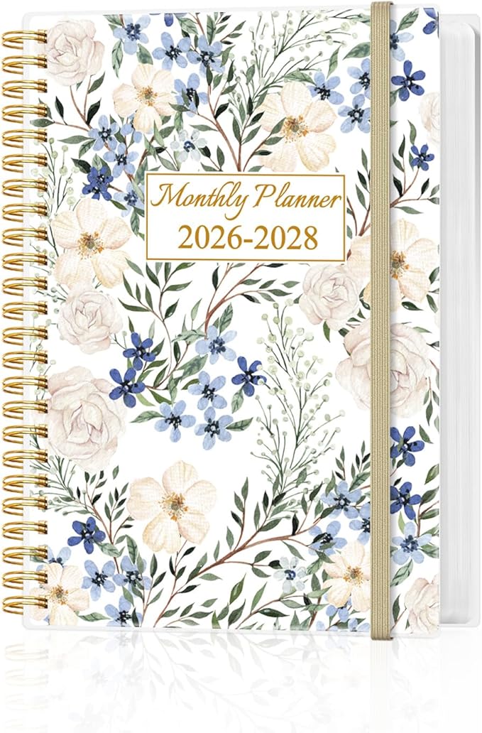 2026-2028 Monthly Planner - 36 Month PLanner Calendar from January 2026 to December 2028, 3 Year Planner 2026-2028 with Flexible Cover, Inner Pocket, Perfect for Home | School | Office, 5.8" x 8.5", Crushed Flower