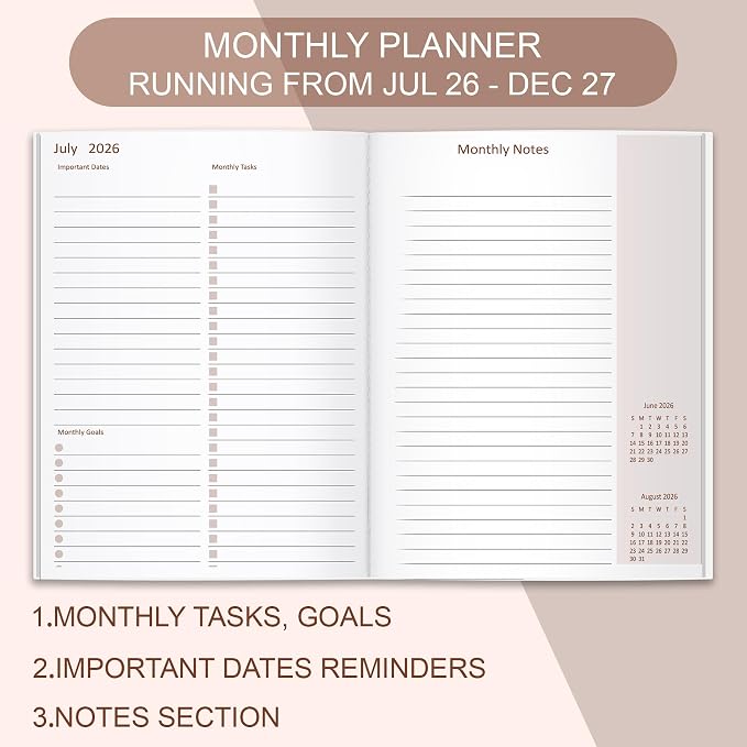2026-2027 Monthly Planner - 18 Months Calendar from July 2026 - December 2027, Monthly Planner 2026-2027 Easy to Organize Your Daily Life, 5.8" x 8.3", Green