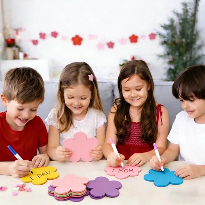 72 Pcs 5.5 Inch Large Paper Flower Cutouts, 9-Color Assorted Spring Summer Flower Die Cut for Bulletin Board Decorations, Classroom Wall, Chalkboard, Back to School, Teacher School Supplies, DIY Craft