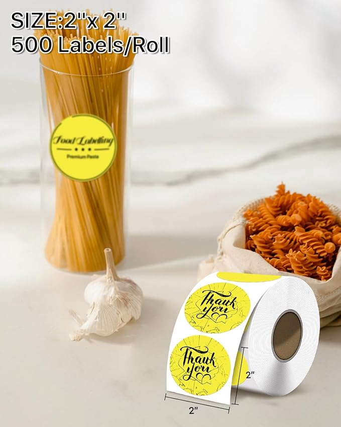iEager 2 Inch Round Thermal Labels, Circle Thermal Printer Stickers, Durable Circular Label Printer Sticker for Business, Logo, Gift, 500 Labels/Roll, Yellow