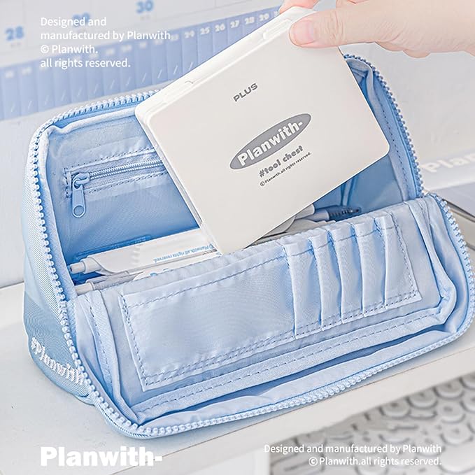 8Pcs Supplies Set Includes Hole Puncher Stapler Staple Scissors Staple Remover Marker Tape Packed in Storage Case Stapler and Paper Clip Set