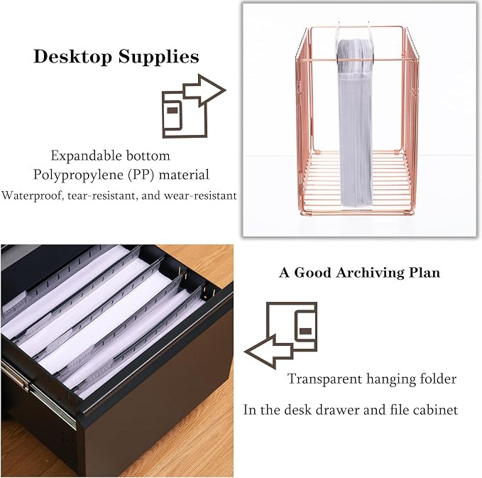 Large Capacity Plastic Hanging Folder, 30 Pack Reinforced Extended Hanging Folder Letter Size, Heavy 2-inch Expansion, Office Hanging Folder Organizer, White Transparent