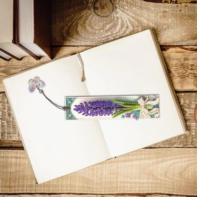 ARTopet 7Pcs DIY Diamond Art Painting Bookmarks with Colorful Butterfly Pendant PET Bookmark Ornament Double Sided Pattern Single Sided Diamond Book Marker Clip Gifts Tags-02
