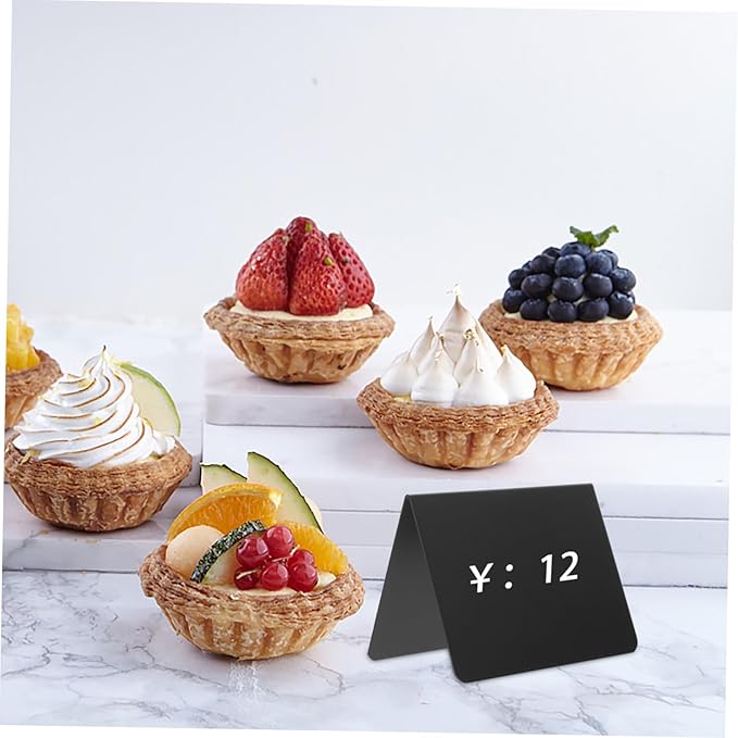VILLCASE 20 Pack Mini Chalkboard Signs for Food - L-Shaped Table Tents with 2 Liquid Markers and Cloths - Double Sided Buffet Labels for Party Food Display, Bakery Items, and Desktop Menu Board