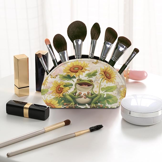 FUSURIRE Remote Control Holder with 5 Compartments, Sunflower Frog Cartoon Desktop Caddy Storage Supply Organizers for Remote Controllers,Office Supplies,Makeup Brush,Media Accessories
