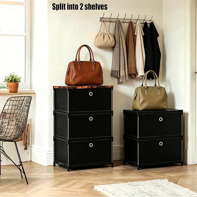 LUKYTOWER Fabric Cube Storage Organizer with Bins | Sturdy 6 Cubby Shelf, Multifunctional Compact Space Saver, Large Capacity Shelves, Closet, Living Room, Dorm, Yarn