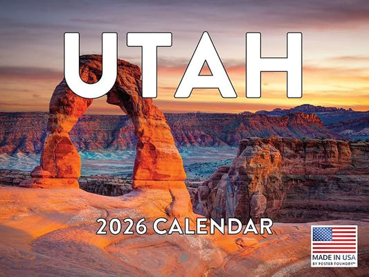 Utah Calendar 2026 Wall 12 Month Monthly UT Scenic Souvenirs Themed Gifts | American Made In The USA