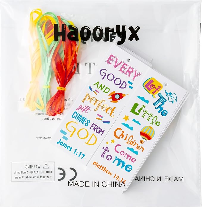 Haooryx Bible Verse Bookmarks for Kids - 120Pcs Religious Inspirational Bookmark Colorful Flower Balloon Book Mark Sunday School Supply Class Reward Reading Lover Gift Birthday Party Goodie Bag Filler