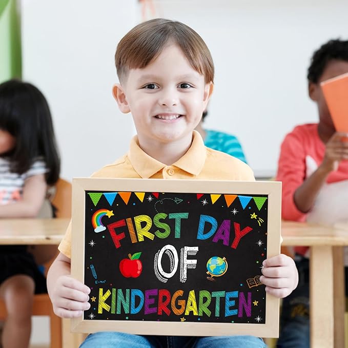 WaaHome First and Last Day of School Chalkboard Sign - 8''x10'' Back to School Sign First Day of Preschool Kindergarten 1st Grade to College 15 Grades Photo Prop Signs for Kids Girls Boys, Reusable