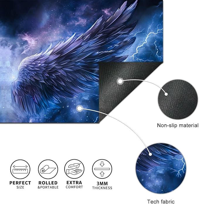 HOMETITUTE Mouse Pad Blue Wing Lightning XL Large Desk Mat 31.5 x 11.8 Inch Extended Gaming Mousepad Keyboard Mat Computer Desk Pad Waterproof Non Slip Office Mouse Pads for Desktop Accessories