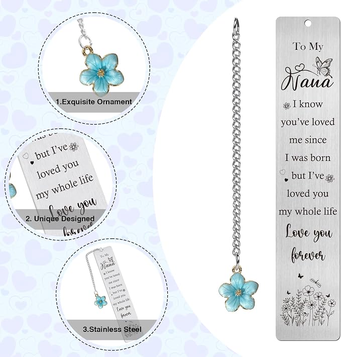 Grandma Nana Bookmarks Gifts - Grandma Gifts from Grandchildren, Granma Bookmark from Granddaughter Grandson, Mothers Day Retirement Christmas Birthday Present for Grandmother Granny