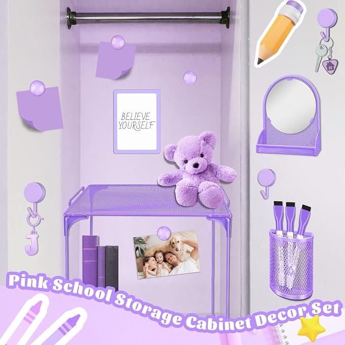 Denylo pro Purple Magnetic Locker Accessories Kit Include Back to School Essentials for Back to School Decorations Office Supplies