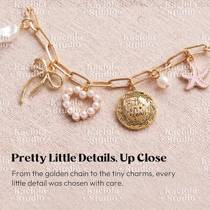 Kaciola Bible Charms Chain with 4PCS Planner Charms for Bible Study, Book Spine Bookmark, Journal Accessory, Unique Faith Jewelry Gift for Women (SJ-07)