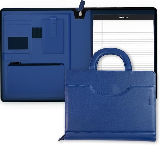 Premium Leather Zippered Padfolio for Professionals | Sleek Executive Organizer for Notepad, Cards, Documents | Ideal Business Portfolio for Interviews, Conferences, and Daily Use
