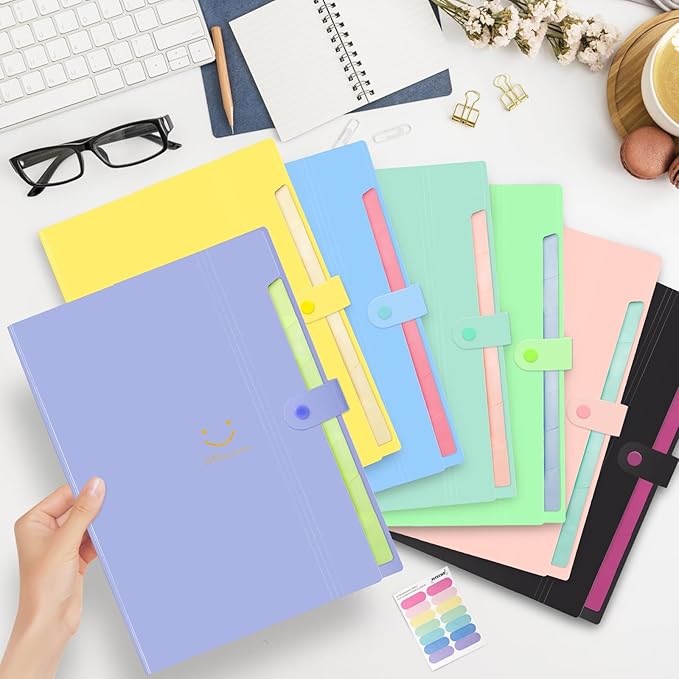 Expanding File Folder, 8 Pockets Accordion File Organizer, A4 Letter Size Paper Document Receipt Organizer Accordian Filing Folder for Classroom, Home, Office and Travel(Green)