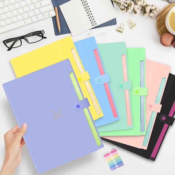 Expanding File Folder, 8 Pockets Accordion File Organizer, A4 Letter Size Paper Document Receipt Organizer Accordian Filing Folder for Classroom, Home, Office and Travel(Grass Green)