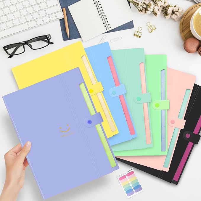 Expanding File Folder, 8 Pockets Accordion File Organizer, A4 Letter Size Paper Document Receipt Organizer Accordian Filing Folder for Classroom, Home, Office and Travel(Grass Green)