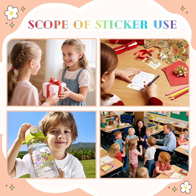 Student Reward Stickers, Valentine's Day Packaging Stickers, Teacher Supplies, 3680 Motivational Stickers, Gold Foil Star Stickers, Gold Foil Heart Stickers (Color Variant - 3)