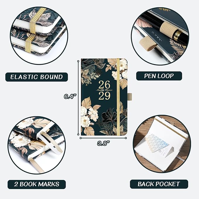 2026-2029 Monthly Pocket Planner/Calendar - JUL 2026 - JUN 2029(36 Months), 3 Year Monthly Planner 2026-2029, 6.4" x 3.8", 2 Bookmarks, Inner Pocket, Pen Holder, Perfect Organizer