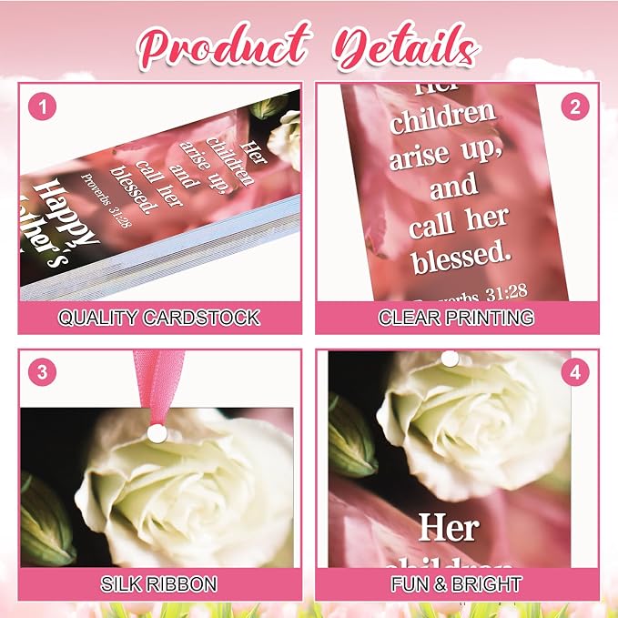 Dispowreath 60 Pcs Mom Proverbs 31: 28 Religious Christian Bookmarks Church Bookmarks Gift for Teens Men Women Church Home Party Favors