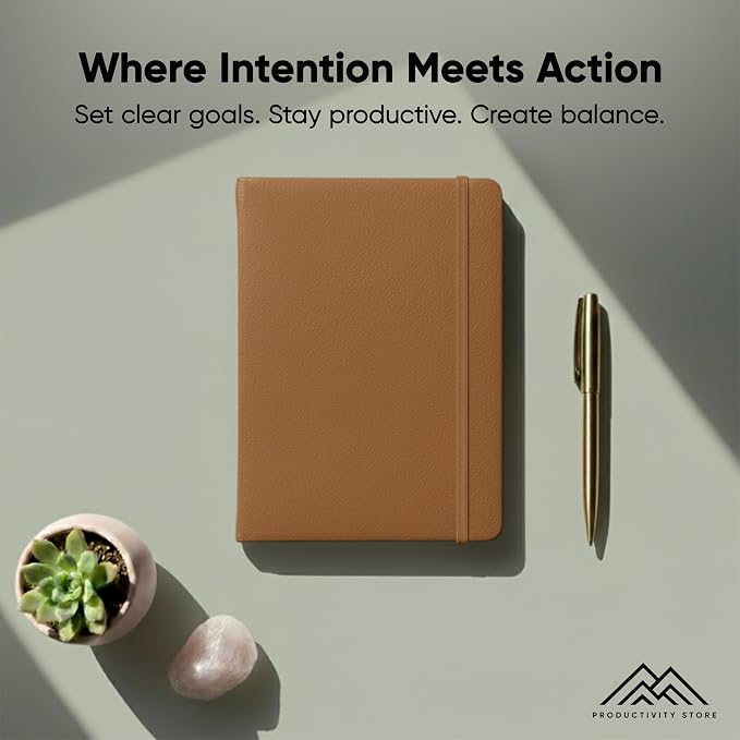 PRODUCTIVITY STORE Pro - Undated, 2025 Planner, 5.8” x 8.3” - The #1 Productivity Planner to Achieve Your 2025 Goals - Planner 2025-2026 - Brown - A5