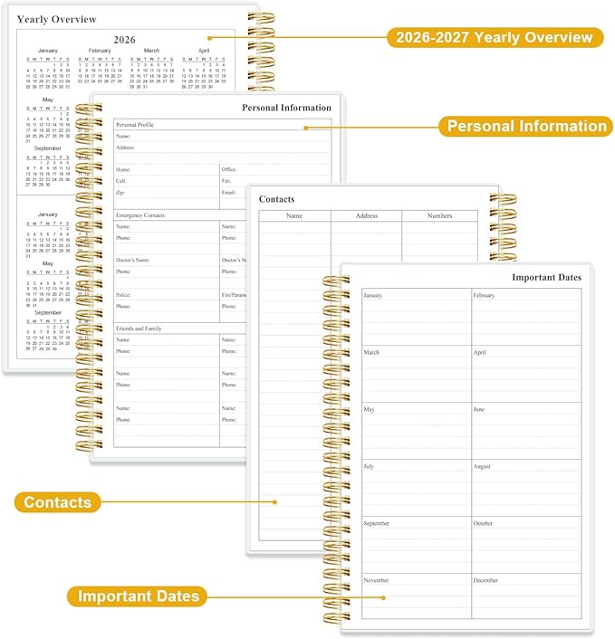 Monthly Planner 2026-2027 - Monthly Calendar from May 2026 to December 2027, 2026-2027 Planner with Inner Pocket, Elastic Band, 5.8" x 8.5", Colorful Large Flower