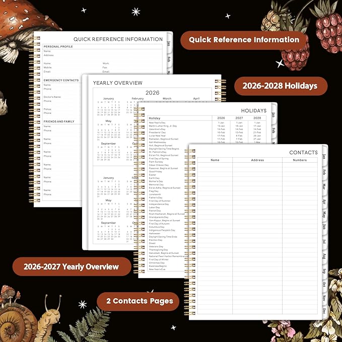 2026 Planner - Calendar Planner 2026 8" x 10" from Jan. 2026 - Dec. 2026, 2026 Planner Weekly and Monthly with Twin-Wire Binding, Monthly Tabs, Perfect Organizer