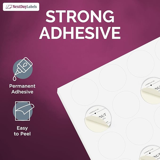 NextDayLabels 1.66 Inch Round Circle Stickers White Blank Labels for Laser Inkjet Printer - 24 Per Sheet Self-Adhesive Candle Jar Product Made in USA - 24,000 Labels