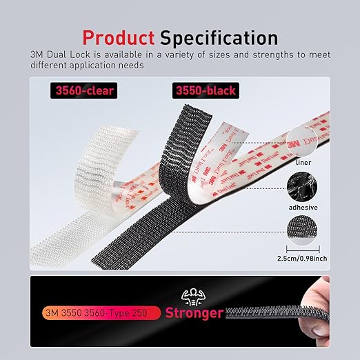 Dual Lock SJ3560 Made of 3M Heavy Duty Reclosable Fastener 1" x 7.5Ft Industrial Strength Mounting Strips Self Mating Interlocking Hook with Strong Adhesive for Indoor Outdoor Home Office Deco