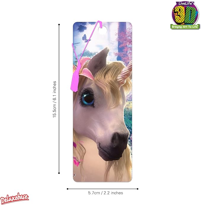 3D LiveLife Bookmark - Cute Uni from Deluxebase. Cute Lenticular Unicorn Page Marker. Animal Themed Accessories for Book Lovers. Small Gifts for Men, Women, Writers and Teachers.