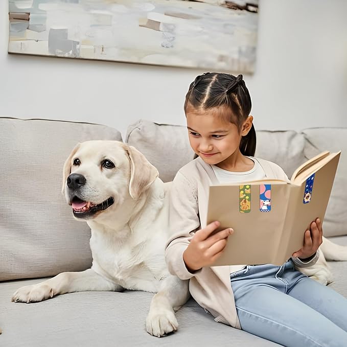 48 Pcs Magnetic Bookmarks Dogs Magnets Bookmark Clips Dog Party Favors Book Lovers Gifts Cute Book Marks for Reading Women Kids Christmas Stocking Stuffers Book Reading Accessories, 24 Designs (Dog)